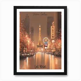 Las Vegas, minimalist soft tones palette, watercolor poster Art Print