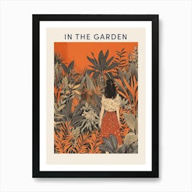 In The Garden Poster Orange 2 Art Print