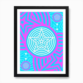 Geometric Glyph in White and Bubblegum Pink and Candy Blue n.0068 Art Print
