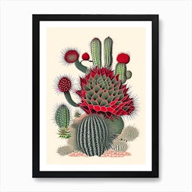 Rebutia Cactus William Morris Inspired Art Print