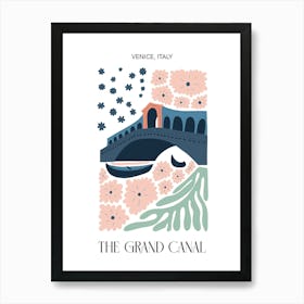 The Grand Canal   Venice, Italy , Travel Poster In Cute Illustration Art Print