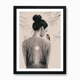 Woman In The Woods Art Print