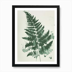 Green Ink Painting Of A Blue Star Fern 4 Art Print