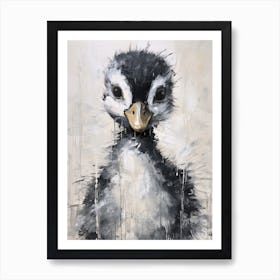 Black & White Gouache Painting Of A Duckling Art Print