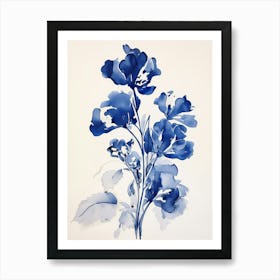 Blue Botanical Snapdragon 2 Art Print