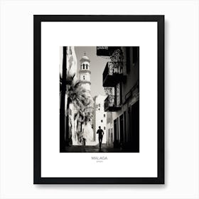 Poster Of Malaga, Spain, Black And White Analogue Photography 4 Art Print