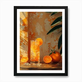 Orange Drink On A Wooden Table 1 Art Print