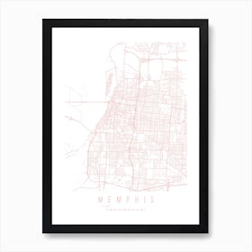 Memphis Tennessee Light Pink Minimal Street Map Art Print