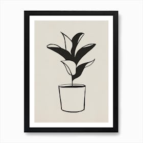 Minimal botanical illustration in black and white Art Print