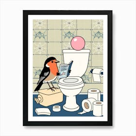 Toilet Bird Art Print