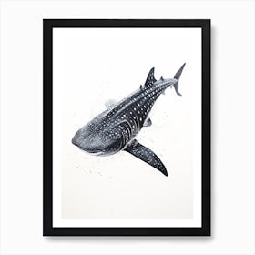  Oil Painting Of A Whale Shark Shadow Outline In Black 5 Art Print