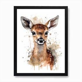 Baby Deer Watercolour Nursery 1 Art Print