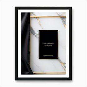 Black Card Engagement Invitation Featuring A Sleek Modern Geometric Design Bathed In A Luxurious G (1) Art Print