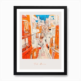 Tel Alviv Israel 3 Orange Drawing Poster Art Print