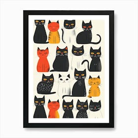 Repeatable Artwork With Cute Cat Faces 8 Art Print