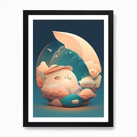 Gibbous Kawaii Kids Space Art Print