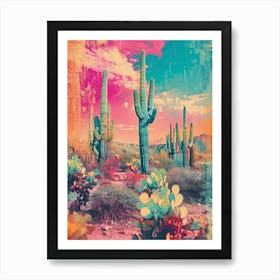 Retro Cactus Wonderland 3 Art Print