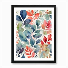 Watercolor Leaves Art Print