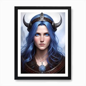 Viking Girl With Horns Art Print