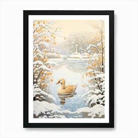 Winter Bird Painting Duck 3 Art Print