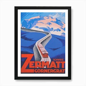 Zermatt Train Vintage Ski Poster Art Print