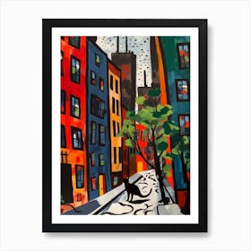 Painting Of New York With A Cat 4 In The Style Of Matisse Art Print