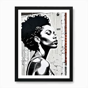 Vintage Graffiti Mural Of Beautiful Black Woman 5 Art Print