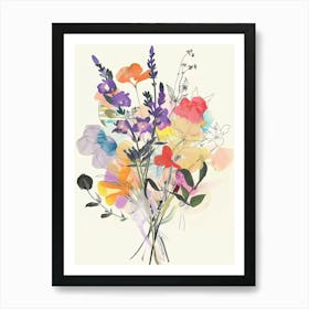 Lavender 2 Collage Flower Bouquet Art Print