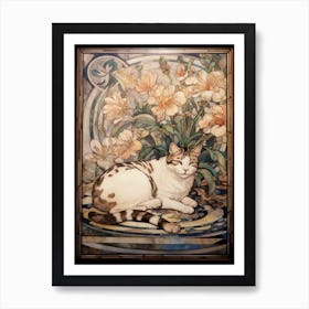 Anemone With A Cat 2 Art Nouveau Style Art Print