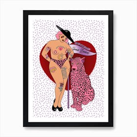 Tattooed Body Positive Babe And Leopard 2 Art Print