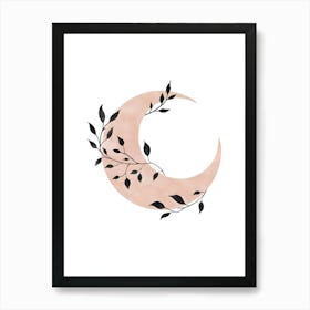 Moon With Leaves Art Print