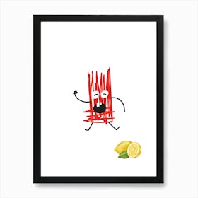 Lemon And Lemonade.A work of art. Children's rooms. Nursery. A simple, expressive and educational artistic style. Art Print