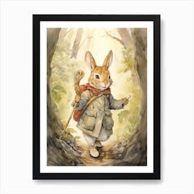 Bunny Hicking Rabbit Prints Watercolour 2 Art Print