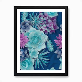 Succulent Love // blue succulents Art Print