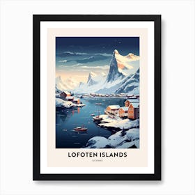 Winter Night  Travel Poster Lofoten Islands Norway 2 Poster