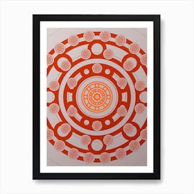 Geometric Abstract Glyph Circle Array in Tomato Red n.0142 Art Print
