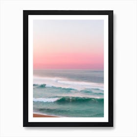 La Côte Des Basques Beach, Biarritz, France Pink Photography 1 Art Print