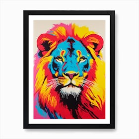 Lion Portrait Pop Art Pink 1 Art Print