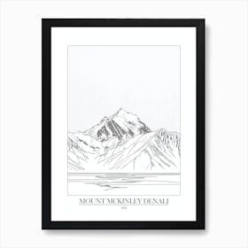 Mount Mckinley Denali Usa Line Drawing 5 Poster Art Print