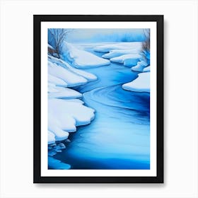 Frozen River Waterscape Marble Acrylic Painting 1 Art Print