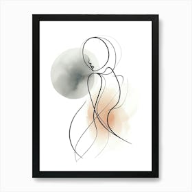 Line Art Illustration Of A Woman Art Print