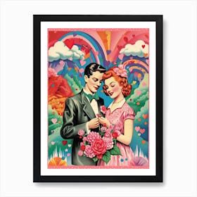 Valentines Day Vintage Couple Kitsch 2 Art Print