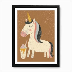 Unicorn Drinking A Rainbow Sprinkles Milkshake Uted Pastels 4 Art Print