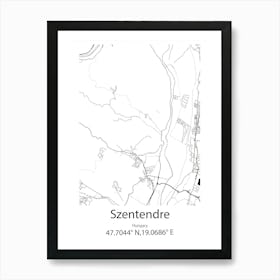 Szentendre,Hungary Minimalist Map Art Print