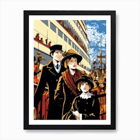 Titanic Family Boarding Pop Art 3 Art Print