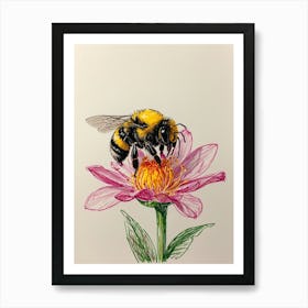 Bee On A Flower Art Print