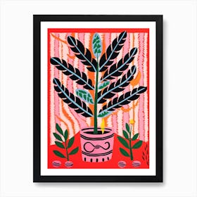 Pink And Red Plant Illustration Zz Plant Zamicro 5 Art Print