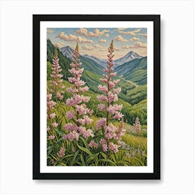 Pink Wildflowers In The Mountains Poster