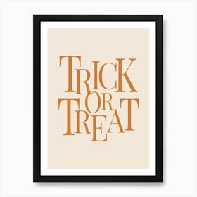 Modern Trick Or Treat Typography - Orange & White Art Print