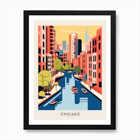 River Walk Chicago Colourful Travel Poster Art Print